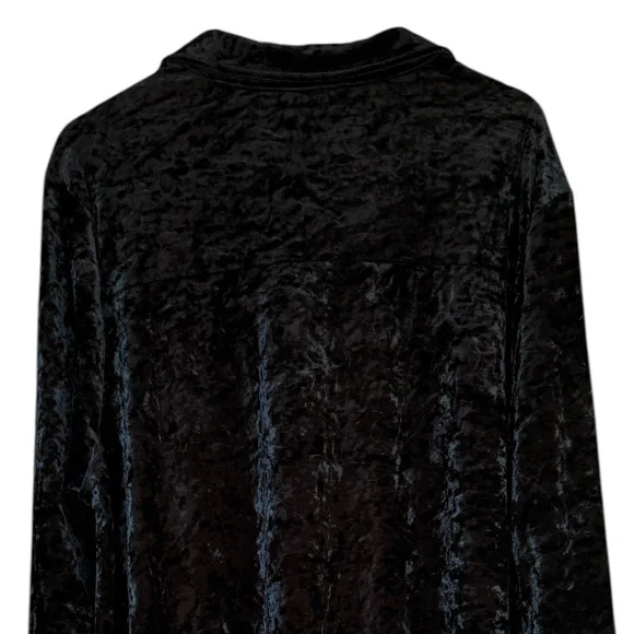 Andree by Unit Black Crushed Velvet Blue Floral Embroidered Blouse Sz 2XL - Picture 5 of 7